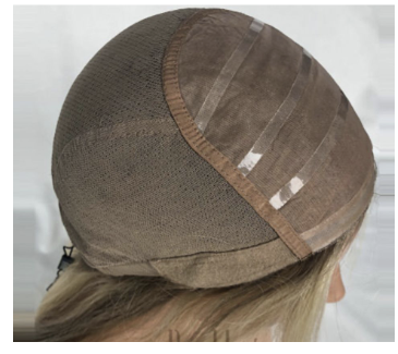 Interior view of a lace and monofilament cap with a polyurethane edge